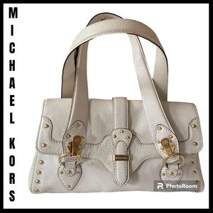 Michael Kors White Leather Studded Handbag ~ Purse ~ VTG ~